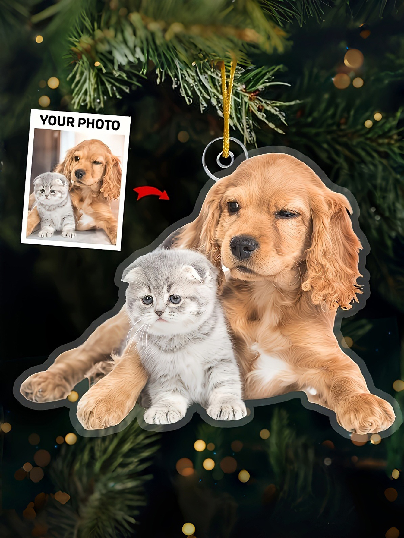 2D Flat Custom Christmas Decorations for Families, Couples, and Pets Photo Ornaments, Acrylic Christmas Tree Decorations Personalized Image Decorations as Christmas Gifts